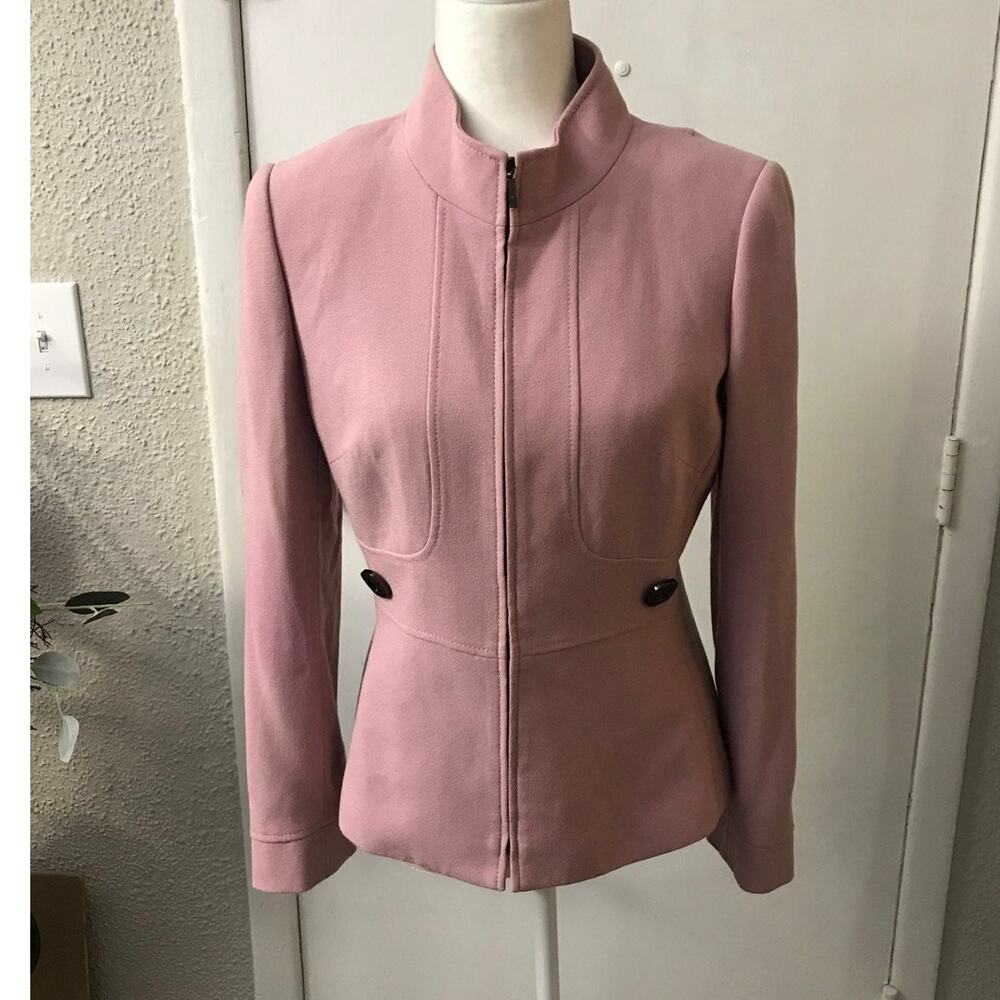 Tahari Arthur Levine Pink Zip Jacket 4 Corporate Siren Preppy Minimalist Spring